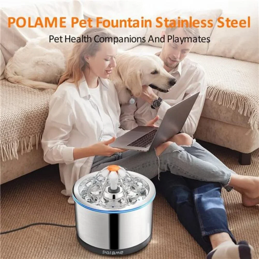 Cat Water Fountain Stainless Steel, Ultra-Quiet Cat Fountains for Drinking